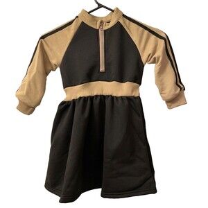 Shein Toddler Girls Fleece Sports Dress Size 4Y Black Brown Knee Length